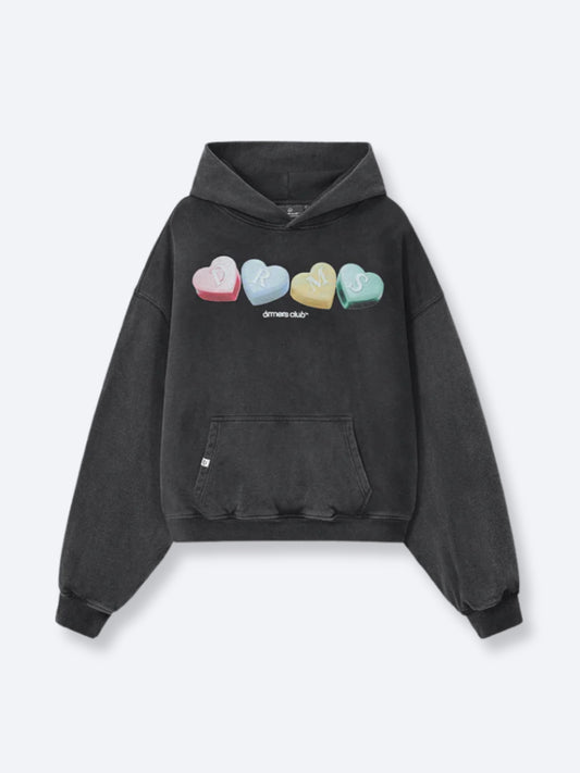 Drmers Candy Hearts Hoodie Vintage Black